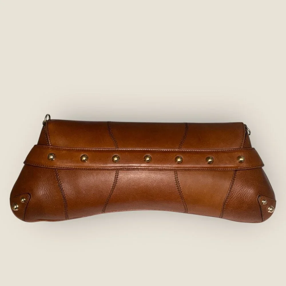 VTG Gucci Horsebit Chain Clutch Whisky Leather Brass Bag Tom Ford 90s Italy CoA - Picture 8 of 16